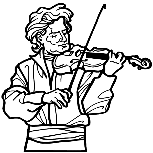 Man playing violin vinyl sticker. Customize on line.  Music 061-0346